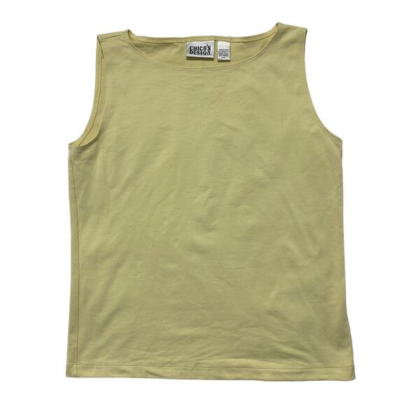 CHICOS DESIGN Pale Yellow Nylon Sleeveless Top Tank Size Medium/8 Made in USA - Picture 3 of 7